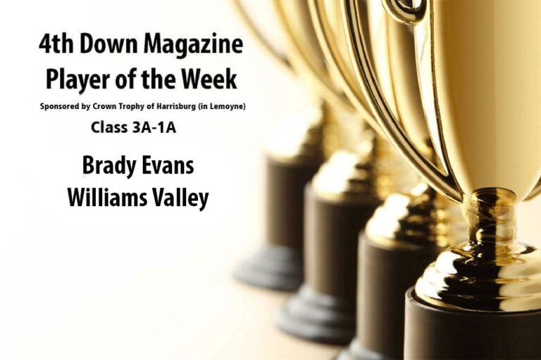 4th Down Magazine Small School Player of the Week sponsored by Crown Trophy of Harrisburg: Brady Evans